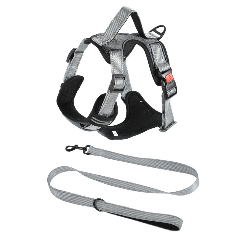 Gray Dog Hand Holding Rope Vest Dog Chest Strap ideal for comfort and control, available in various colors.