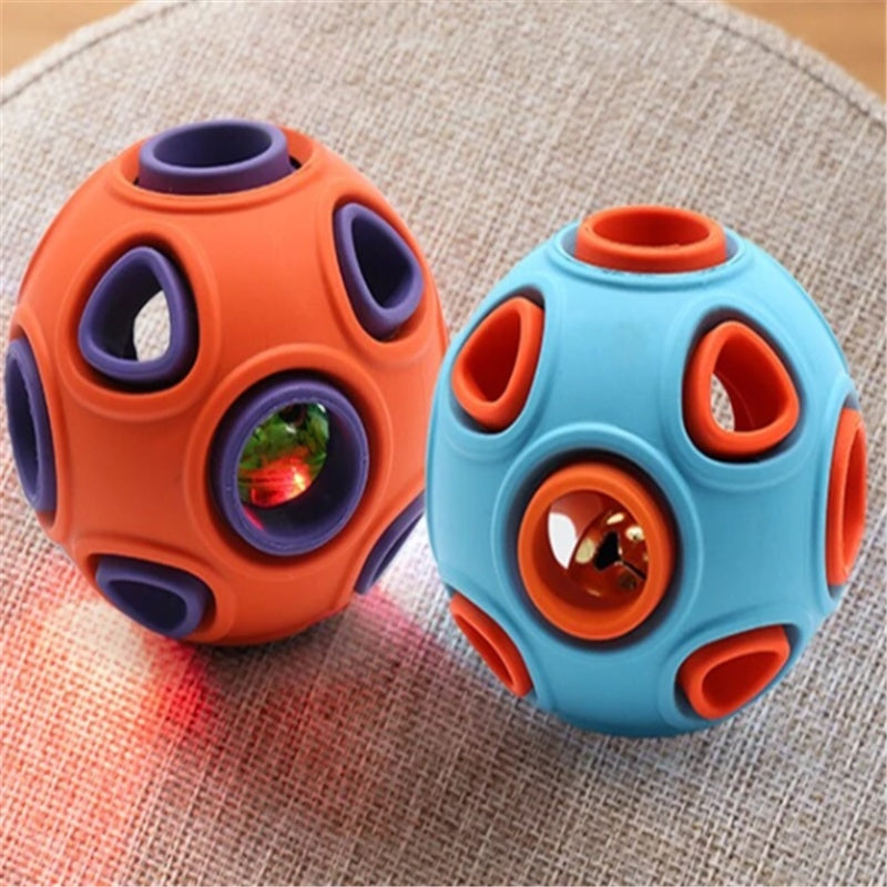 Pelota masticable interactiva con luz LED y sonido para perros y mascotas