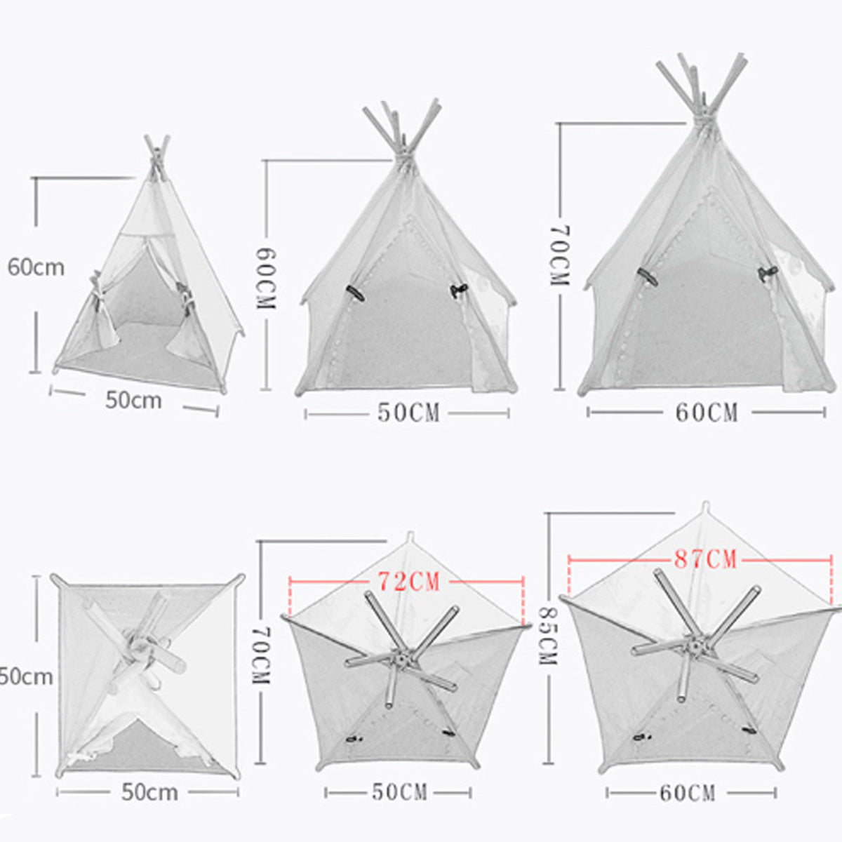Pet Teepee Tent Dog Cat Bed Portable Washable Indoor House