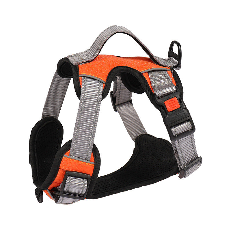 Durable Dog Hand Holding Rope Vest Dog Chest Strap in vibrant orange, perfect for your pet's comfort and safety.