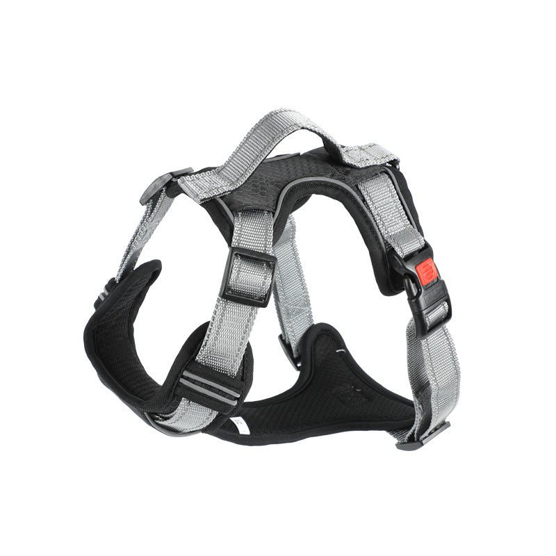 Durable Dog Hand Holding Rope Vest Dog Chest Strap in sleek black, perfect for walks and outdoor adventures.
