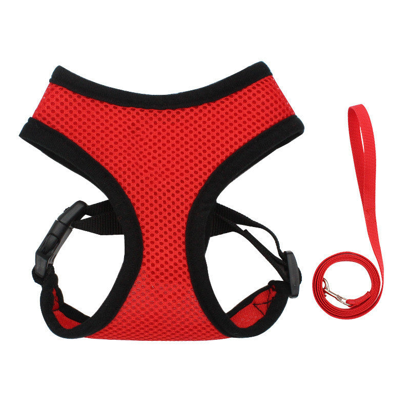 Stylish Breathable Mesh Dog Reflective Chest Strap in red, perfect for pet comfort and safety during walks.